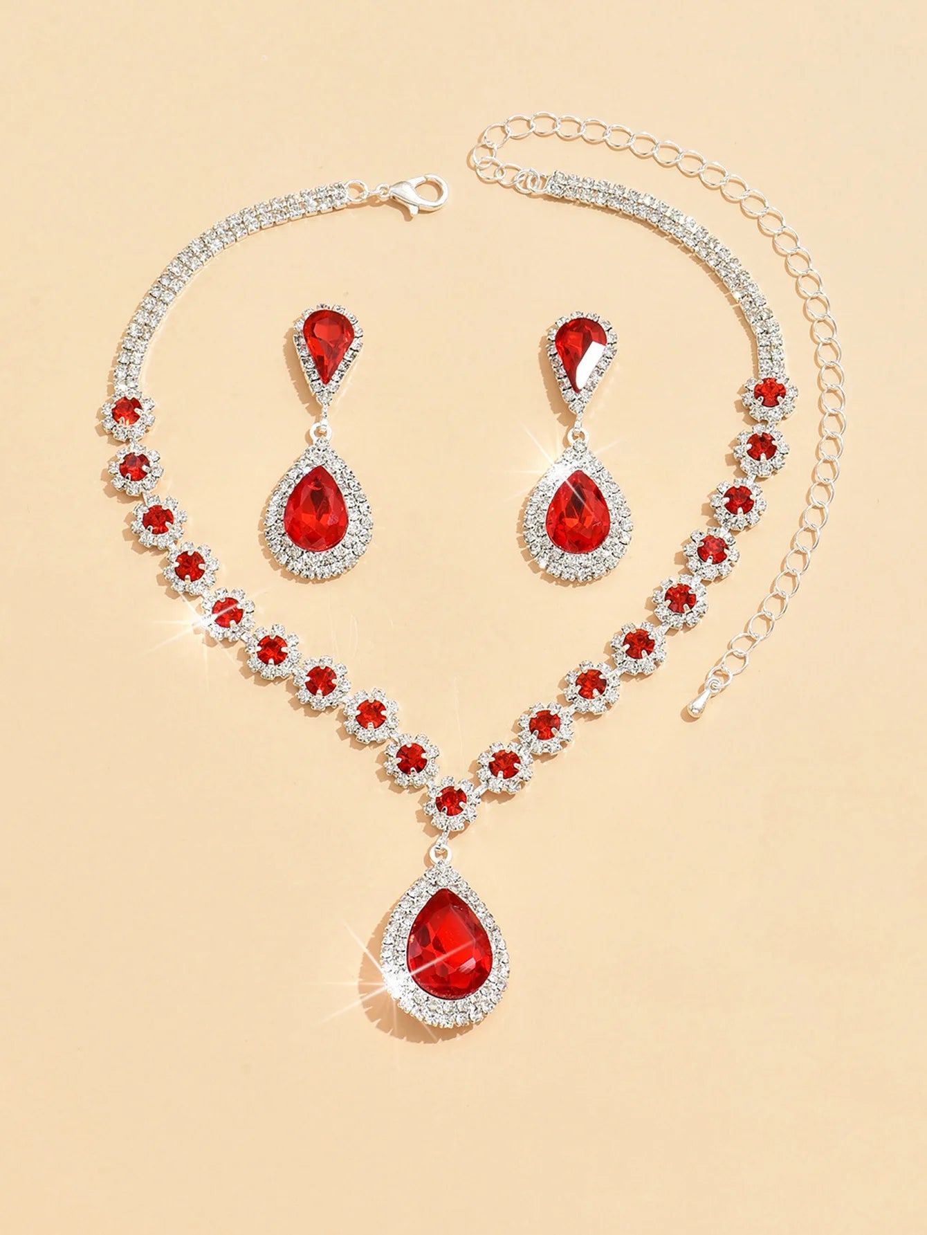 Minimalist Water drops Jewelry Set for Women Crystal Necklace Bracelet Earrings Set Gift Banquet Wedding Anniversary Accessories