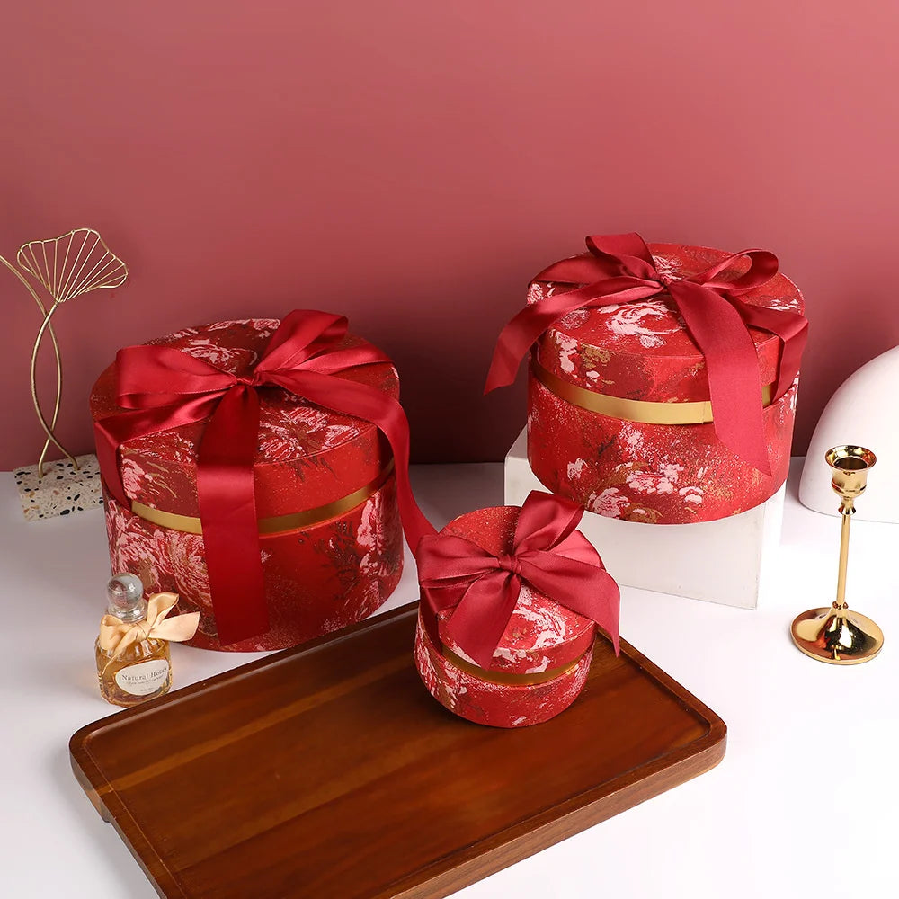 Candy Box With Bow Ribbon Round Gift Packaging Boxes