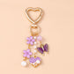 Cute Enamel Flower Butterfly Keychain Women Girls Love Heart Key Ring Pendants Handbag Decor DIY Handmade Jewelry Gifts