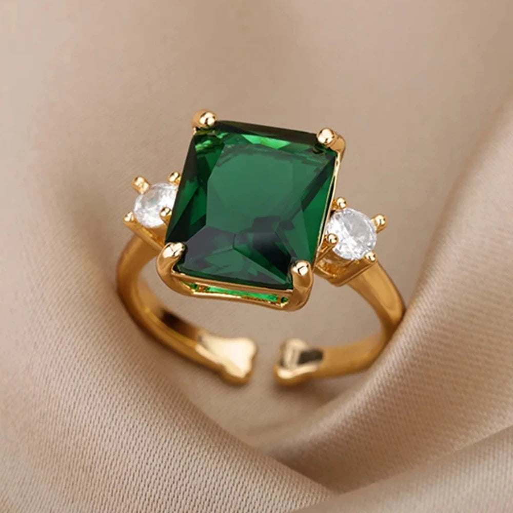 Delicate Colorful Zircon Rings for Women New In Gold Color Wedding Ring Aesthetic Fashion Jewelry Gift anillos mujer