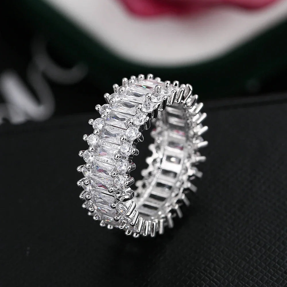 Fashion Luxury Multicolor Charm Zircon Wedding Rings for Women Round Square Stone Party Ring Jewelry