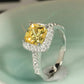 New Elegant Yellow Cubic Zirconia Women Rings Luxury Wedding Anniversary Party Lady's  Accessories Bright Fashion Jewelry