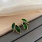 925 Silver Needle Green Flower Earrings For Women Korean Fashion Jewelry 2025 Trending Luxury Zircon Leaf Women's Stud Earrings