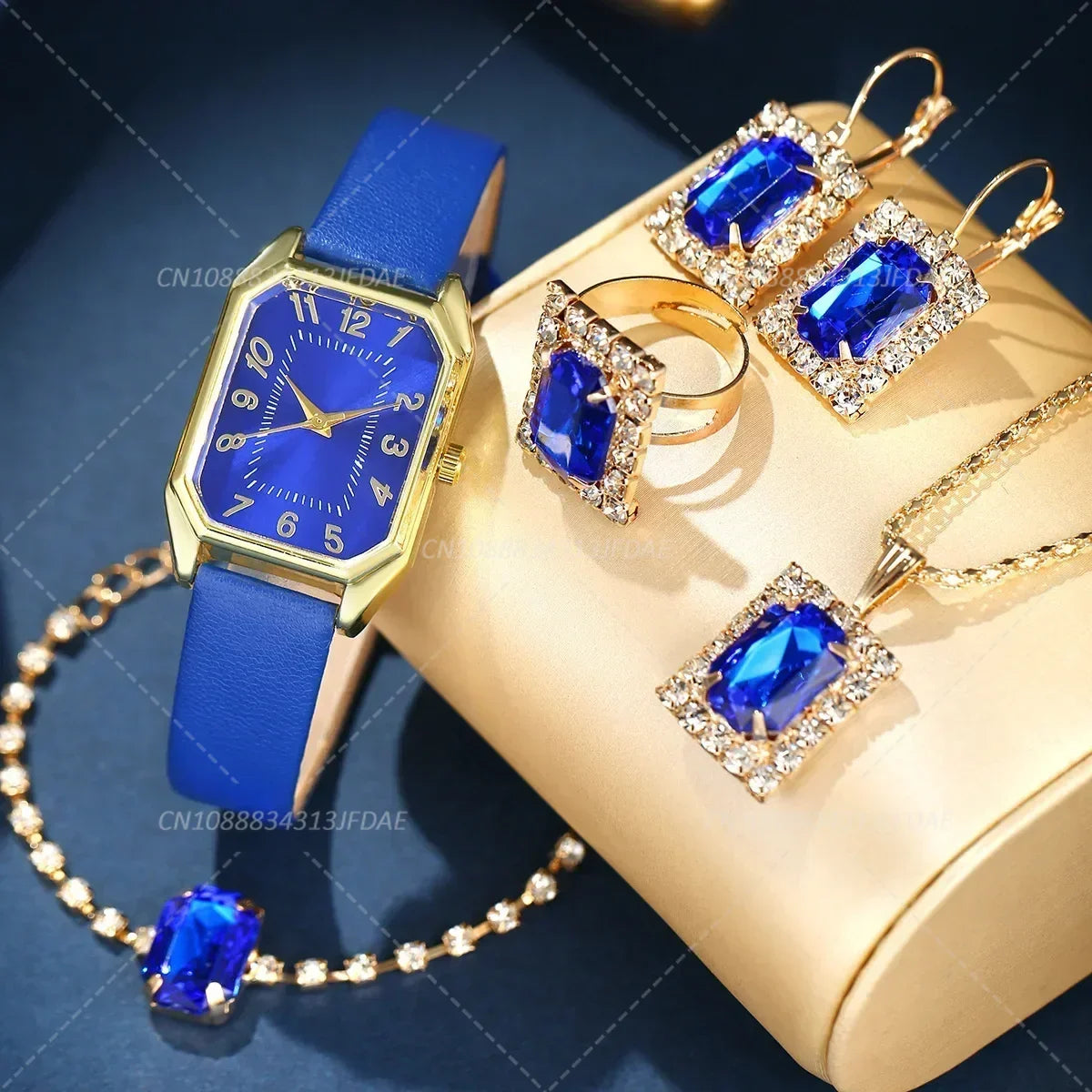 Luxury Fashion Square Women's Watches Brand Ladies Quartz Wristwatch Classic Simple Femme Blue Leather Band
