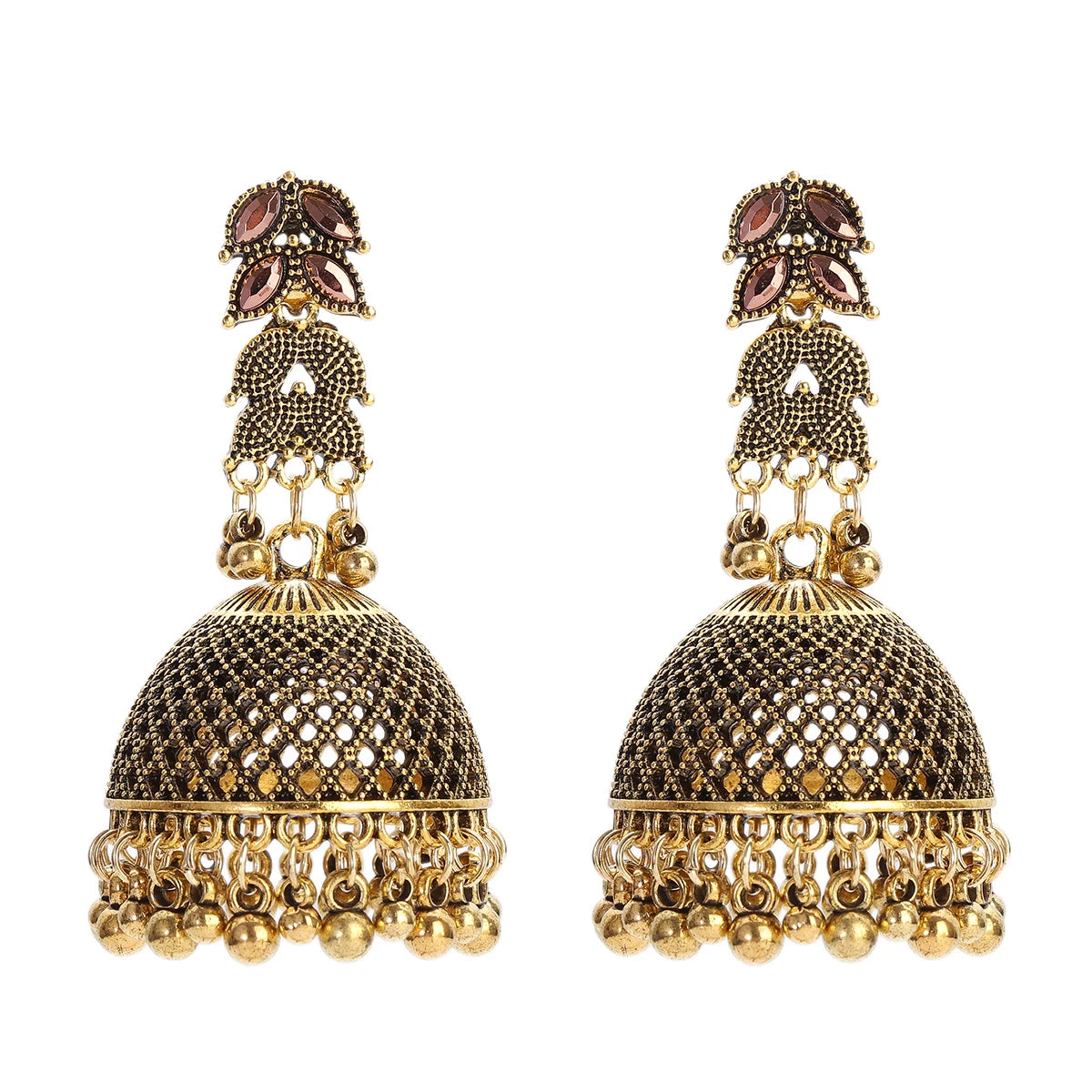 Ethnic Big Gold Color Indian Jhumka Earrings For Women Pendient Retro Bells Tibetan Earrings Oorbellen