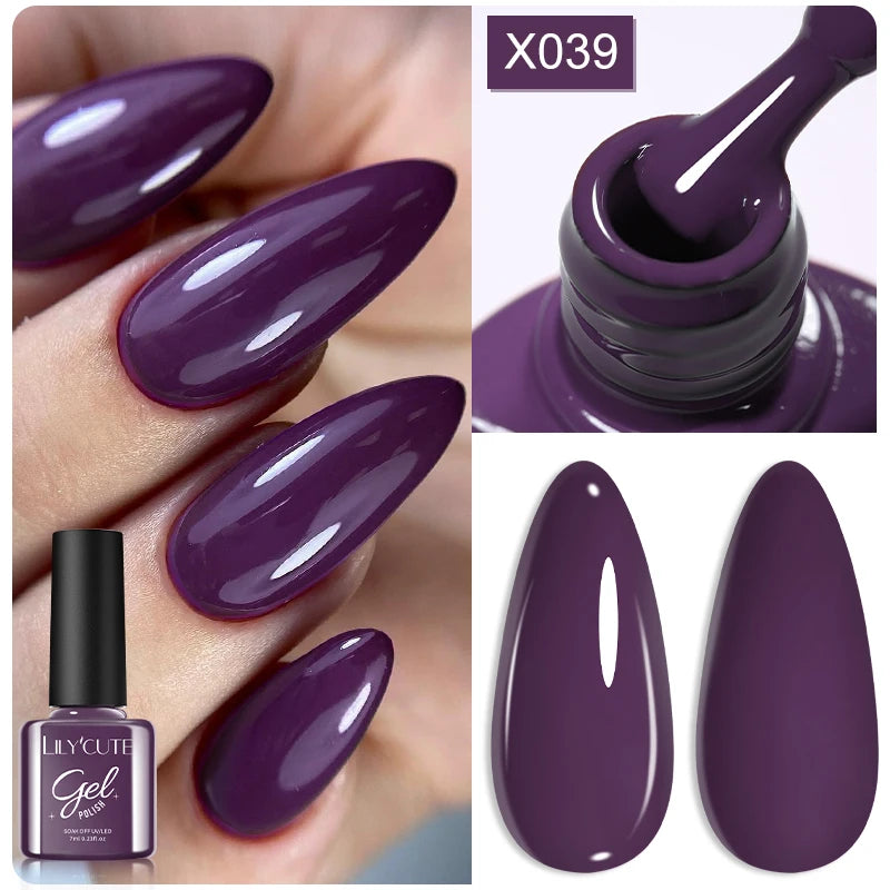 LILYCUTE Ancora Red Autumn Winter Gel Nail Polish Semi Permanent Soak Off UV LED Gel Varnish Manicure Nail Supplies