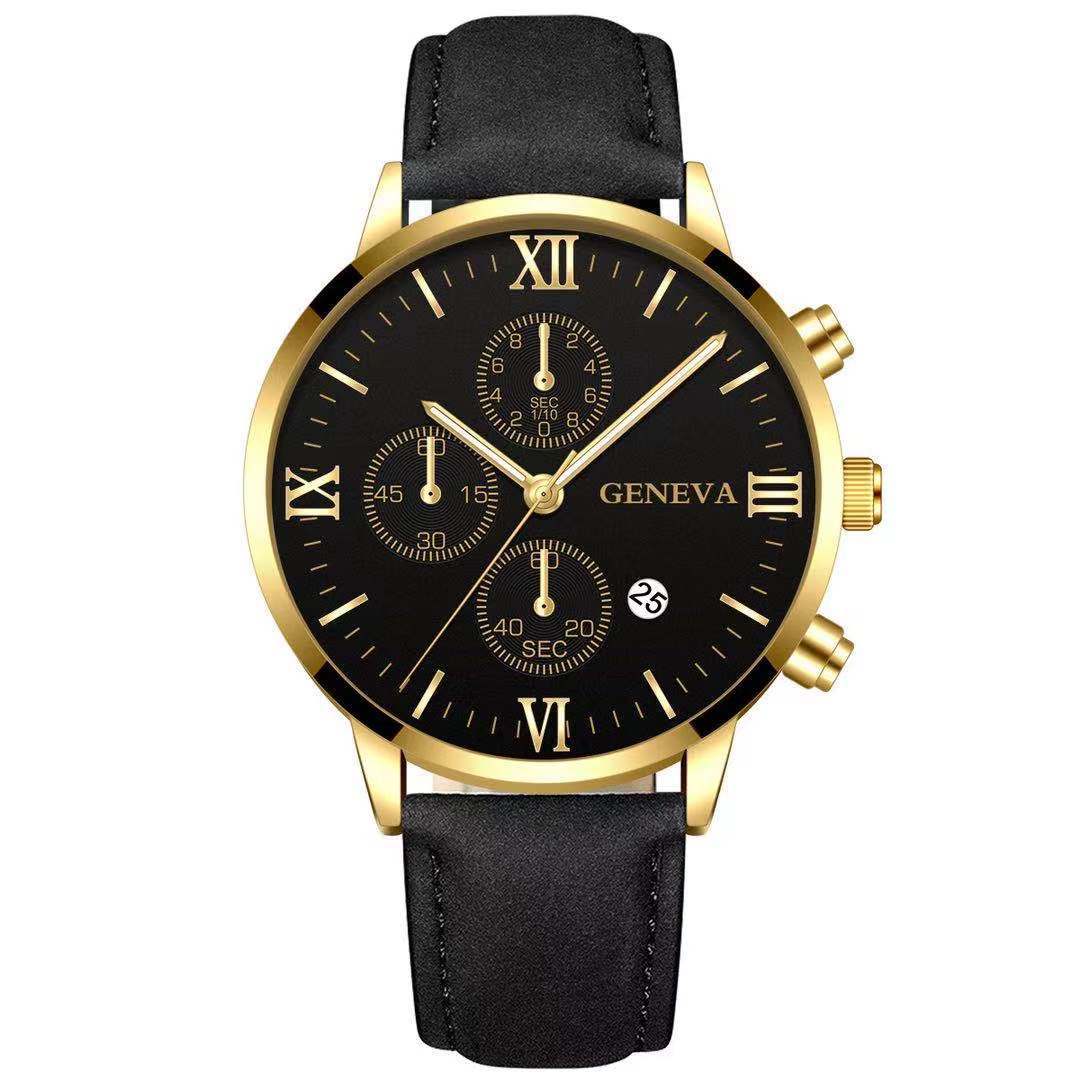 Fashion Geneva Men's Wristwatch Date Alloy Case Leather Analog Quartz Sport Watch Male Clock Top Brand Luxury Relogio Masculino