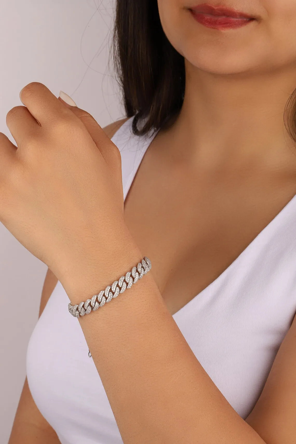 10mm Diamond Cuban Link Chain White Gold/18K Gold Plated Bling 5A+ CZ Necklace Rapper Hip Hop Luxury Jewelry for Men and Women