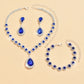 Minimalist Water drops Jewelry Set for Women Crystal Necklace Bracelet Earrings Set Gift Banquet Wedding Anniversary Accessories