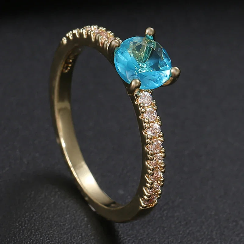 Fashion Luxury Multicolor Charm Zircon Wedding Rings for Women Round Square Stone Party Ring Jewelry