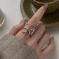 925 Sterling Silver Rings for Women Couple Minimalist Handmade Simple Big Flower Ring Party Jewelry Gift Prevent Allergy