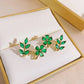 925 Silver Needle Green Flower Earrings For Women Korean Fashion Jewelry 2025 Trending Luxury Zircon Leaf Women's Stud Earrings