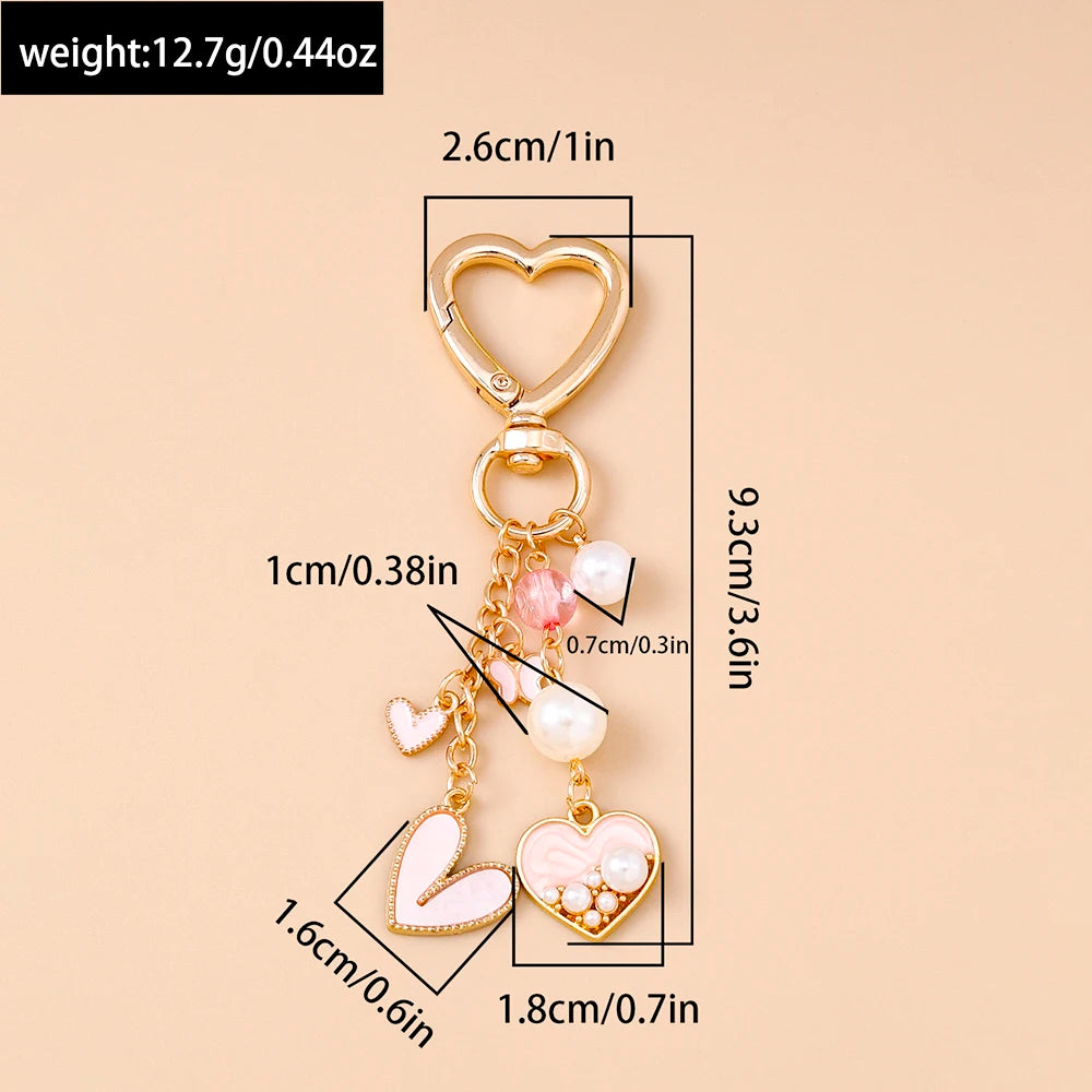 Cute Enamel Flower Butterfly Keychain Women Girls Love Heart Key Ring Pendants Handbag Decor DIY Handmade Jewelry Gifts