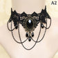 New Sexy Gothic Chokers Crystal Black Lace Neck Choker Necklace Vintage Victorian Women Chocker Steampunk Jewelry