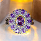 Charm Female Oval Purple Zircon Stone Engagement Big Flower Cocktail Ring Silver Color Wedding Jewelry For Women