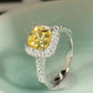 New Elegant Yellow Cubic Zirconia Women Rings Luxury Wedding Anniversary Party Lady's  Accessories Bright Fashion Jewelry