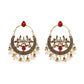 Ethnic Retro Green Sector Carved Turkish Jhumka Earrings For Women Indian Jewelry Pearl Tassel Earrings