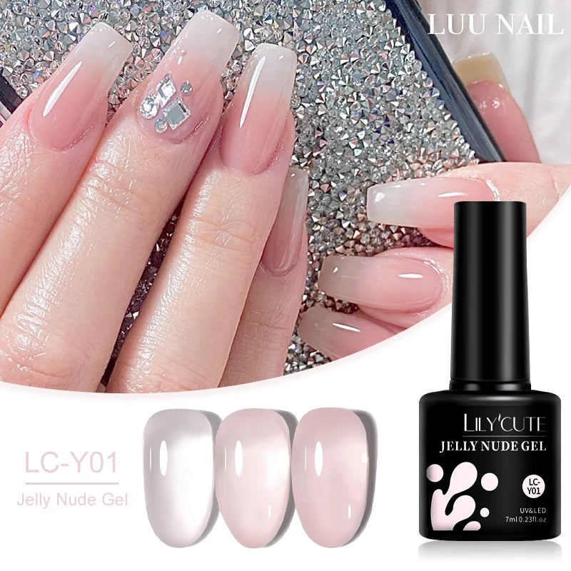 LILYCUTE 7ml Translucent Jelly Gel Nail Polish Autumn Colorful Rose Red Purple Semi Soak off UV LED Nail Art UV LED Gel Varnish