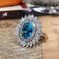 2025 New Fashion Sea Blue Cubic Zirconia Women's Wedding Ring Luxury Engagement Party Elegant   Brilliant Jewelry