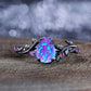 Elegant and Luxurious Synthetic Opal Vine Leaf Engagement Wedding Ring Wedding Jewelry Accessory Valentine's Day Gift