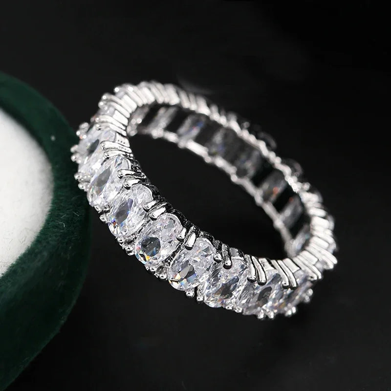 Luxury Female White Crystal Stone  Ring Irregular Zirconia Wedding Rings for Women Trendy Geometric Zircon Engagement Ring