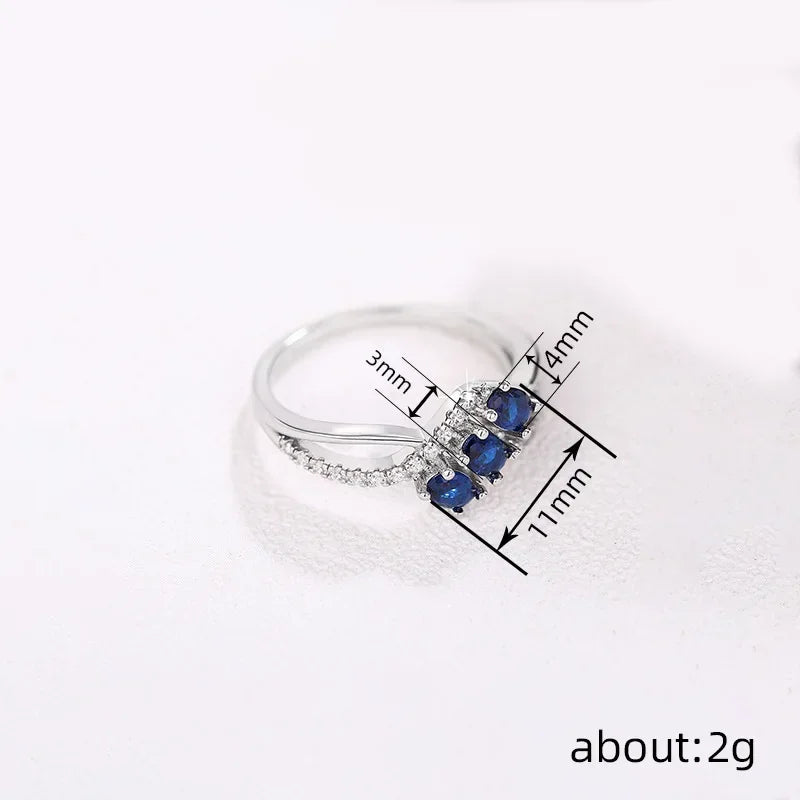 2025 New Blue Cube Zircon Attends Banquet Ring Fashionable, Elegant, High End Women's Bridal Luxury Inlaid Jewelry Accessories