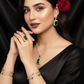 Zenat Exquisite Emerald Necklace Earrings Ring 3 Piece Set