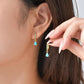 Delicate Cubic Zirconia Drop Earring for Women, Turquoise Droplets