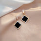 LATS Trend Rhinestone Geometric Drop Earrings for Women Korean Fashion Black Color Dangle Earring 2021 Female Elegant Jewelry