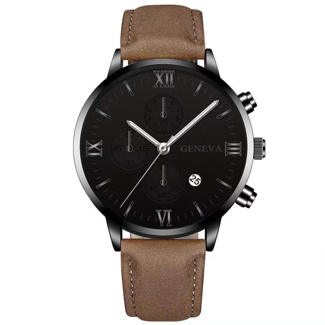 Fashion Geneva Men's Wristwatch Date Alloy Case Leather Analog Quartz Sport Watch Male Clock Top Brand Luxury Relogio Masculino