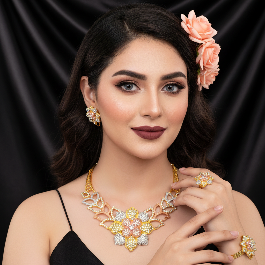 Zenat Dubai 24K Gold Plated Wedding Jewelry Set