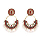 Ethnic Retro Green Sector Carved Turkish Jhumka Earrings For Women Indian Jewelry Pearl Tassel Earrings