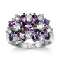 2025 New Purple Cubic Zirconia Ring with Sparkling Square Crystal, High End Women's Personalized Fashion Cocktail Party Jewelry