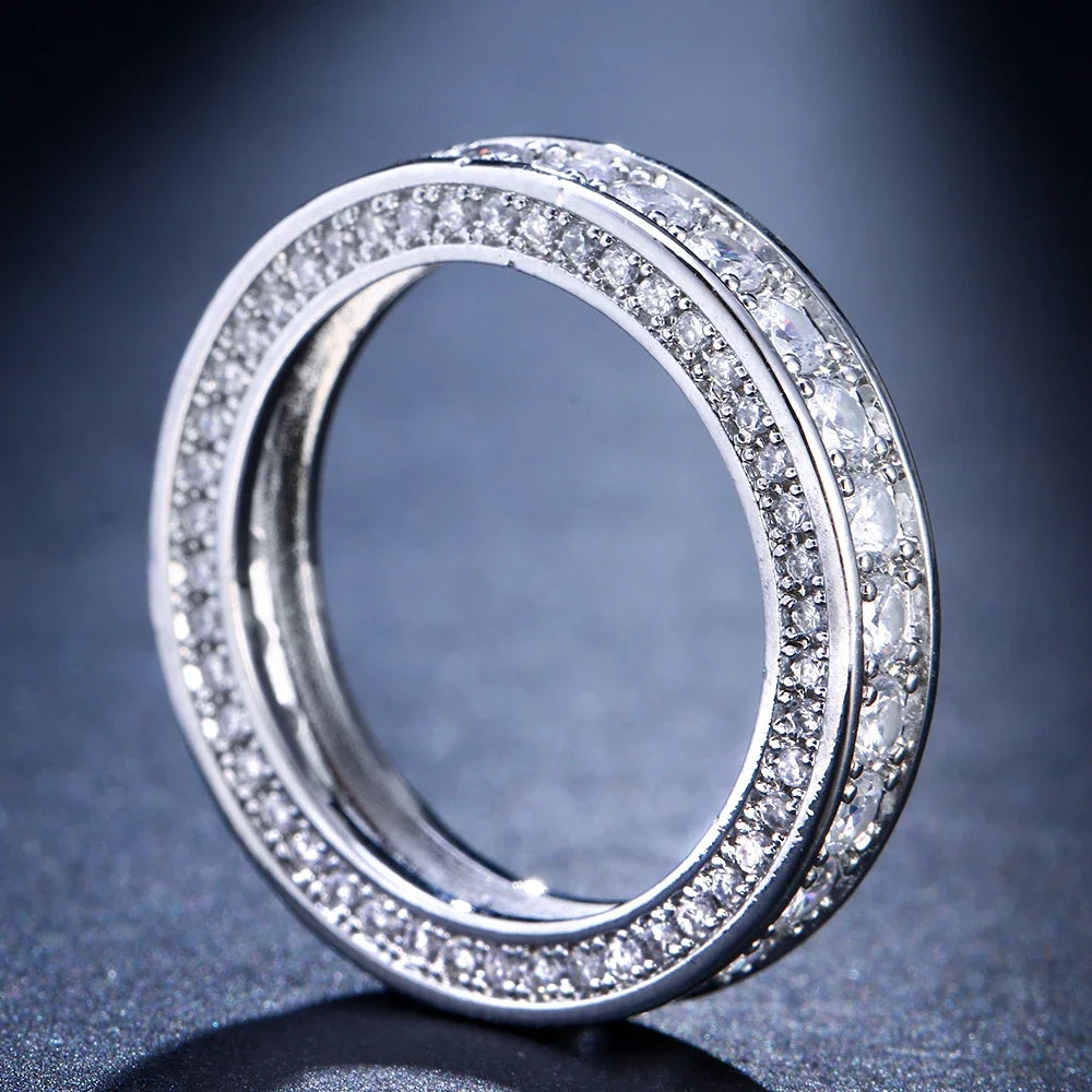 Luxury Female White Crystal Stone  Ring Irregular Zirconia Wedding Rings for Women Trendy Geometric Zircon Engagement Ring