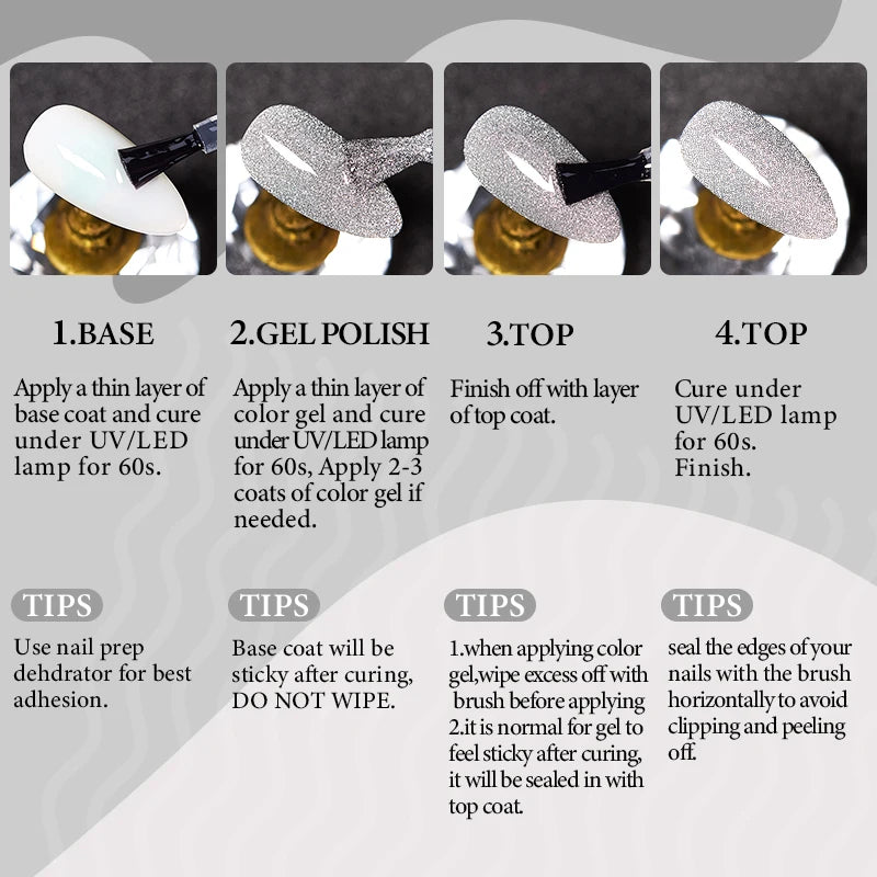 Mtssii 6ML Reflective Gel Nail Polish Shiny 14 Colors Semi-permanent UV Gel varnish Hybrid Nail Polish for Nail Art Manicure