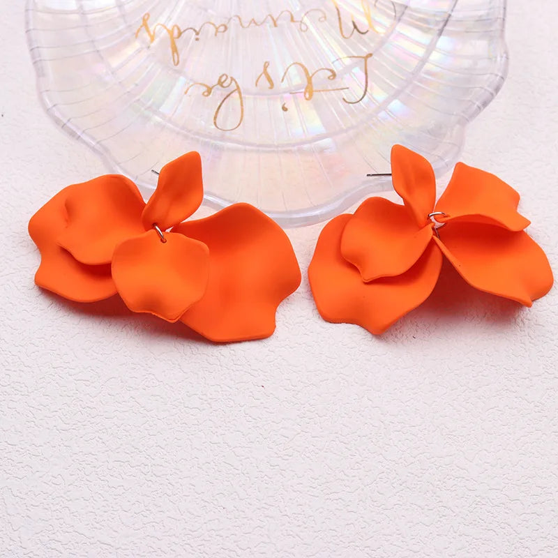 Korean Acrylic Petal Flower Tassel Dangle Earrings For Women Luxury Vintage Fairy Wedding Party Fashion Jewelry Accessories Gift