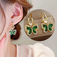 925 Silver Needle Green Flower Earrings For Women Korean Fashion Jewelry 2025 Trending Luxury Zircon Leaf Women's Stud Earrings