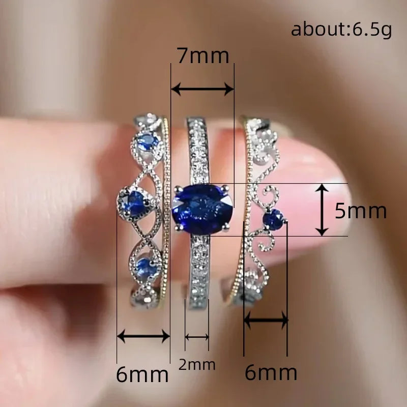 2025 New Blue Cube Zircon Attends Banquet Ring Fashionable, Elegant, High End Women's Bridal Luxury Inlaid Jewelry Accessories