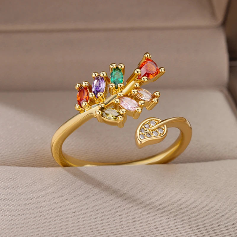 Delicate Colorful Zircon Rings for Women New In Gold Color Wedding Ring Aesthetic Fashion Jewelry Gift anillos mujer