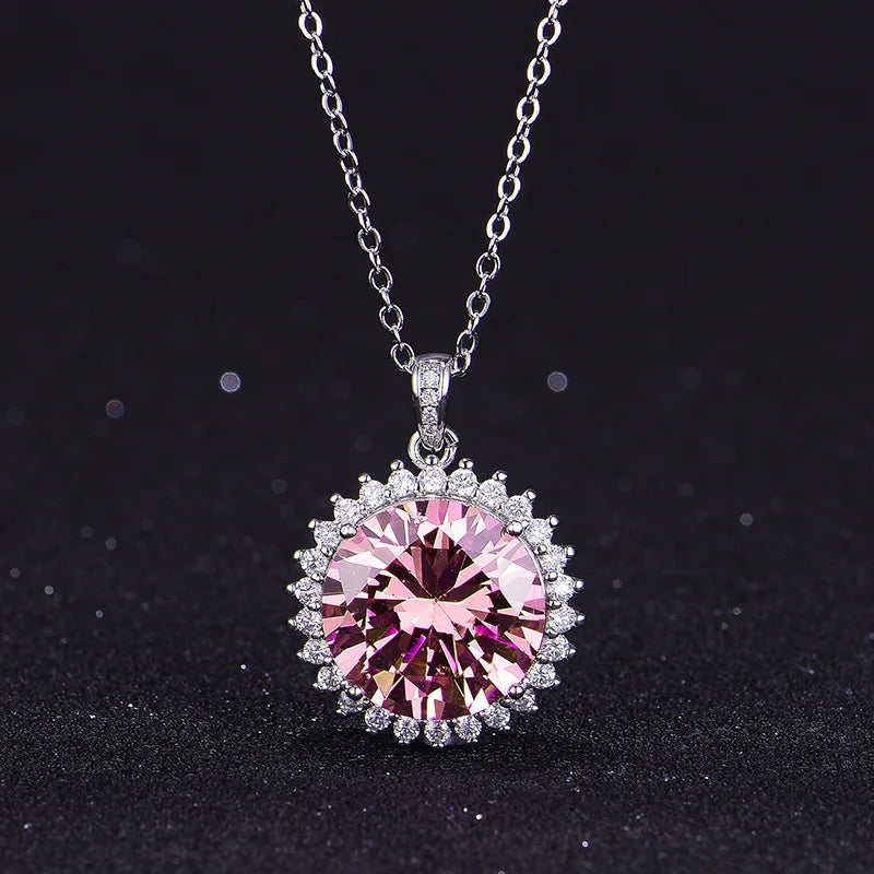 2025 Gorgeous White/Green/Purple/Pink Cubic Zirconia Women Necklace Simple and Elegant Design Female Wedding Trendy Jewelry