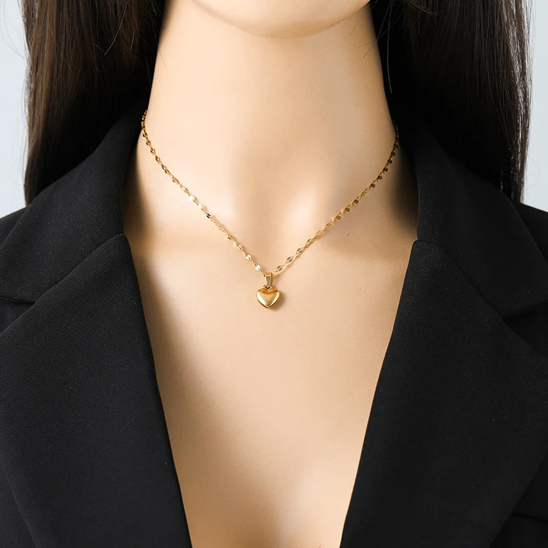 EILIECK 316L Stainless Steel Heart Love Necklace Bracelets Earrings Set For Women New Trendy 18K Gold Plated Waterproof Jewelry