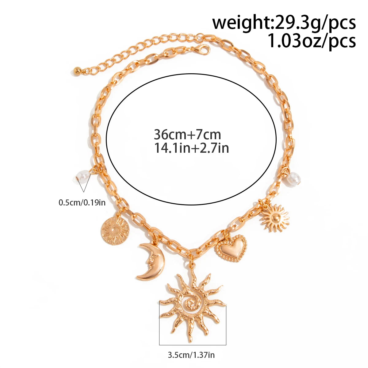 Ingemark 2025 Faddish Vintage Heart Sun Moon Pendant Necklace Trendy Creative Alloy Chains Chokers Necklace Wed Bridal Jewelry