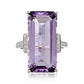 2025 New Purple Cubic Zirconia Ring with Sparkling Square Crystal, High End Women's Personalized Fashion Cocktail Party Jewelry