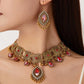 Ethnic Vintage Jewelry Set Resin Stone Jewelry Sets Hollow Metal Water Drop Pendant Necklace Earrings Set For Women Gift Jewelry
