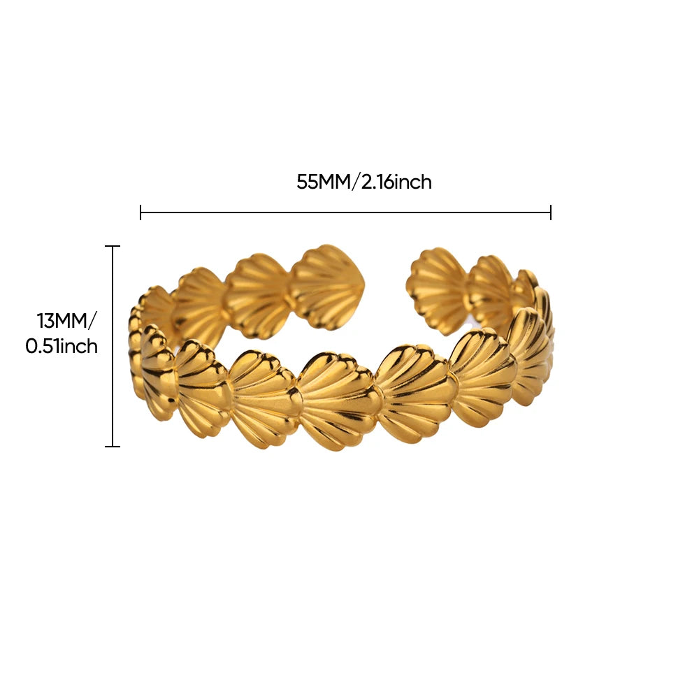 316L Stainless Steel Shell Starfish Bangles for Women Fashion Gold Silver Color Cuff Bangle Bracelet Femme Aesthetic Jewelry