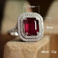 2025 European and American Red Cubic Zirconia Ring, Oval Geometric Fashion Temperament Elegant and Dazzling Jewelry Accessories