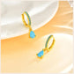 Delicate Cubic Zirconia Drop Earring for Women, Turquoise Droplets