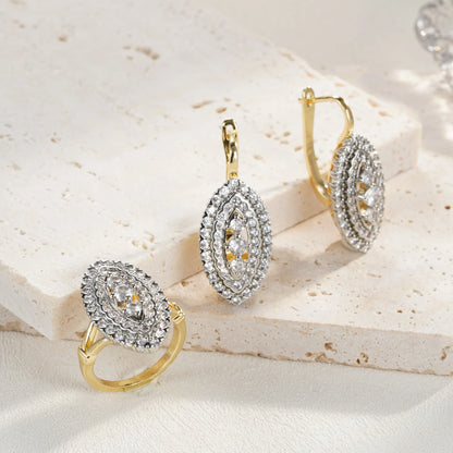 Evil Eye Style Design Fashion Earrings Ring Sets For Woman Copper Plated 14K Gold 2 Tone For Party Wedding Luxury  Jewelry Gifts