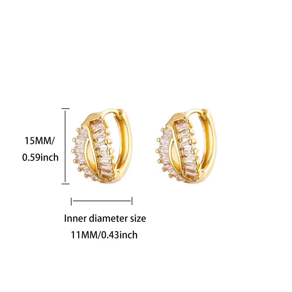 Zircon Geometric Snake Earrings for Women Multi Layered Gold Color Small Hoop Earrings Fashion Ear Piercing Wedding Jewelry