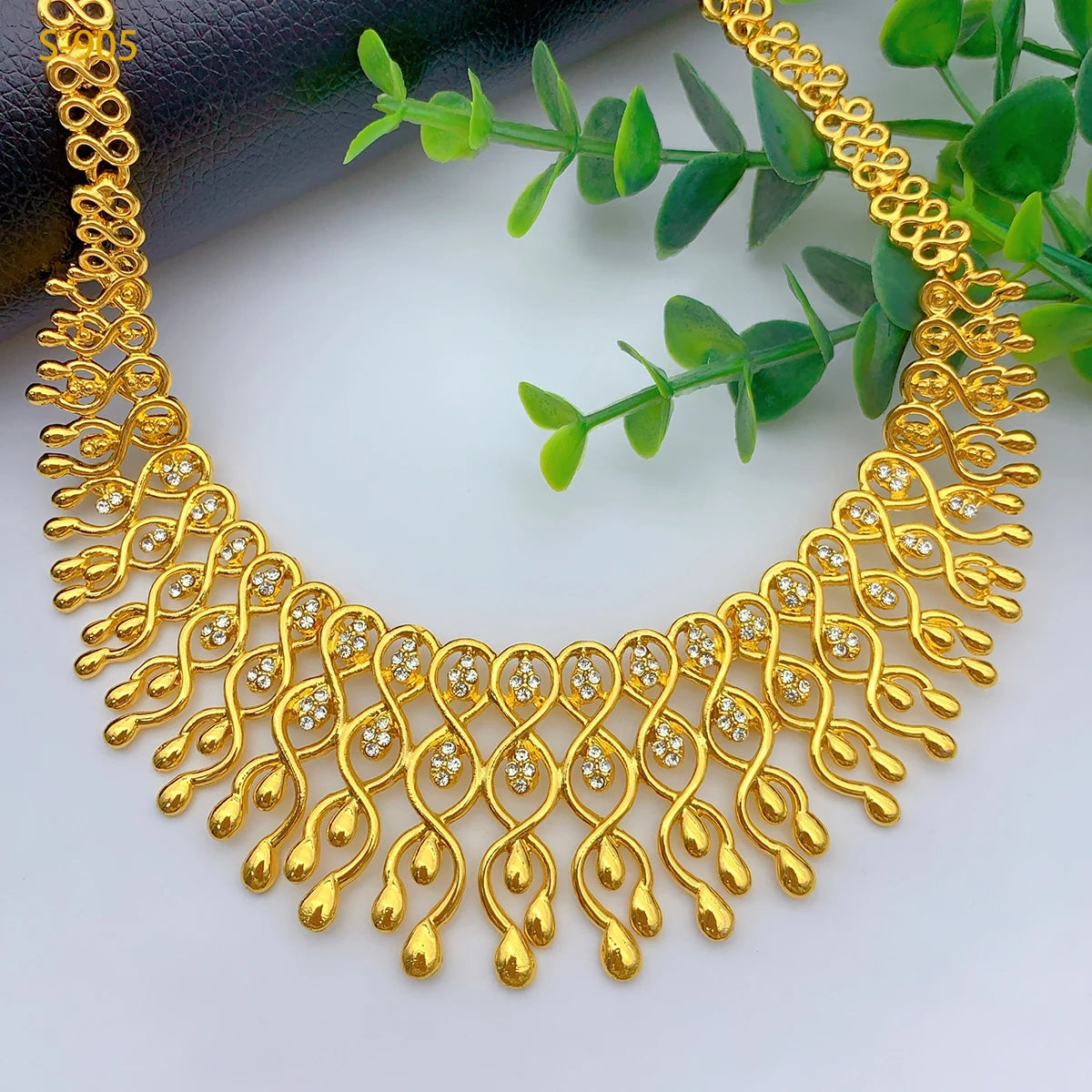 Pakistani Dubai 24K Gold Plated Jewelry Set for Women Nigeria Wedding Necklace Earring Bracelet Ring Bridal Jewellry Accessories